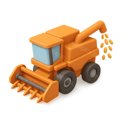 Colorful 3D Icon of a Harvesting Machine