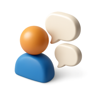 3D Isometric Chat Icon with Speech Bubbles