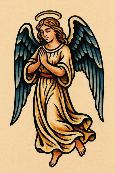 Illustration of a Serene Angel with Wings