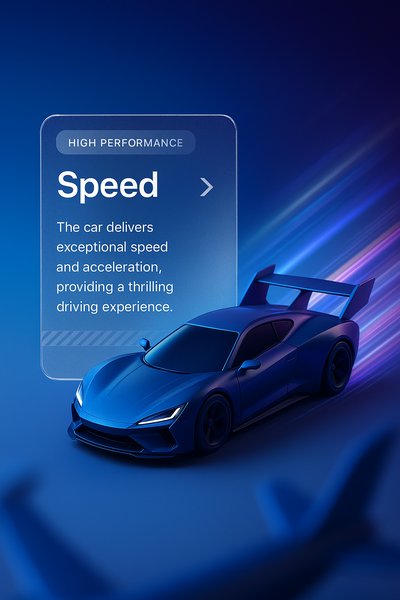 Dynamic 3D Illustration of a High-Performance Blue Sports Car