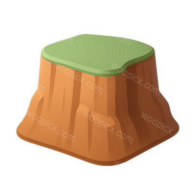 3D Icon of a Mesa Table Mountain with Transparent Background