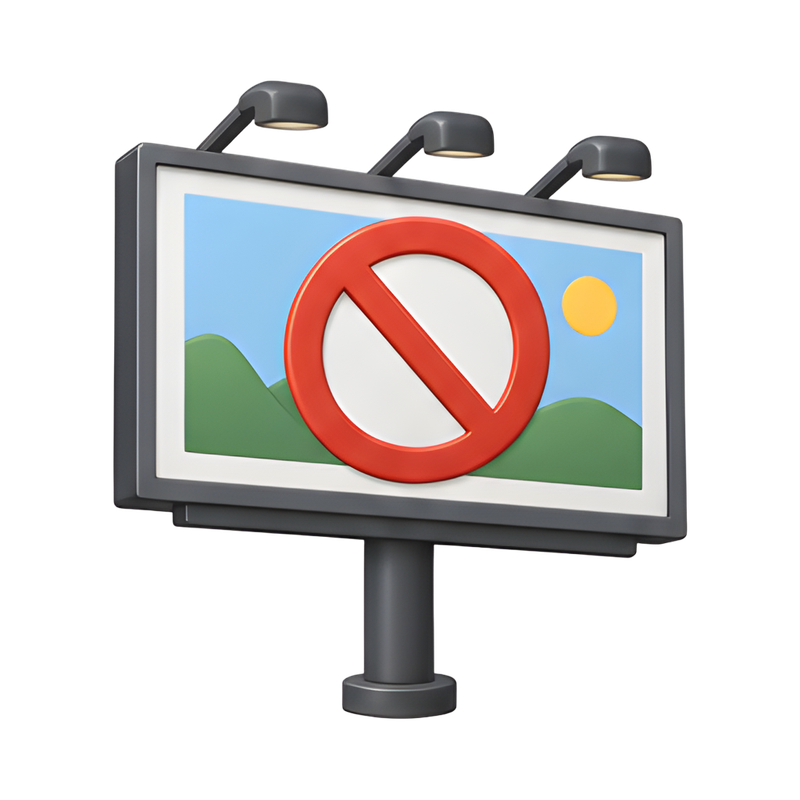 red prohibition sign on billboard