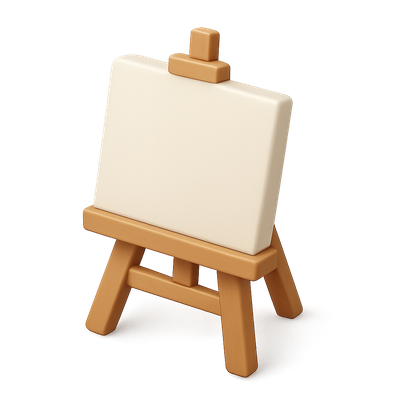 3D Canvas Icon on Easel in Isometric View