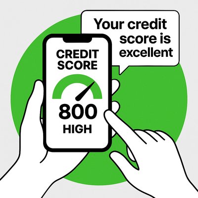 Illustration of a High Credit Score on a Smartphone