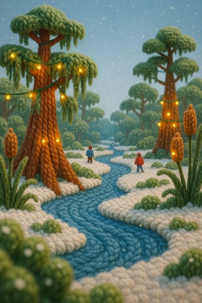 Everglades Winter Atmosphere in 3D Yarn Art