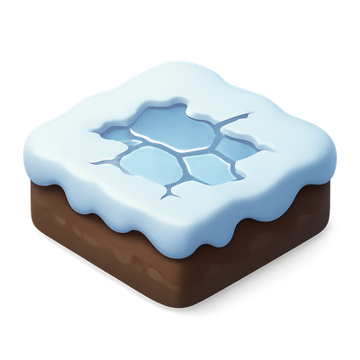 3D Icon of Frozen Tundra with Cracks and Snow