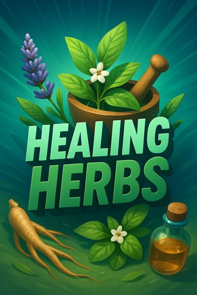 Dynamic Illustration of Healing Herbs with Vibrant Colors