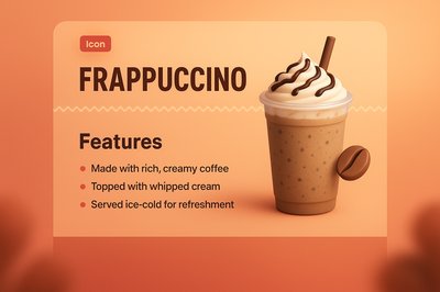 Stylish Frappuccino Landing Page Design with 3D Elements