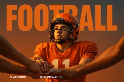Dynamic Football Team Huddle in Bold Minimalist Style