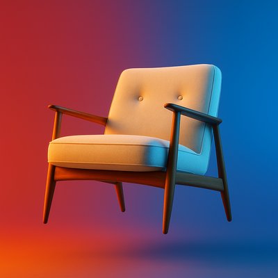 Modern Mid-Century Living Room with Floating Armchair
