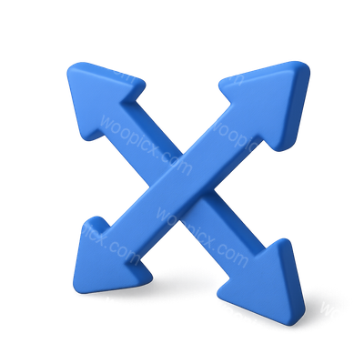 3D Isometric Crossing Arrows Icon in Blue