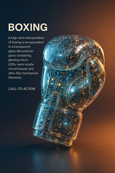 Hyperrealistic Tech Boxing Sculpture with LED Elements