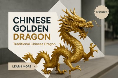 Stunning Chinese Golden Dragon Illustration with Design Elements