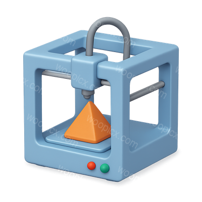Stylized 3D Printing Icon with Isometric View