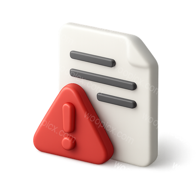 3D Isometric Icon with Warning Sign and Document