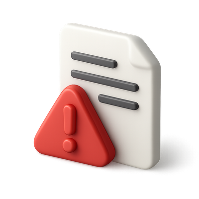 3D Isometric Icon with Warning Sign and Document