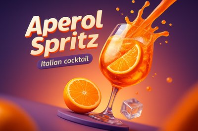 Dynamic 3D Illustration of Aperol Spritz Cocktail
