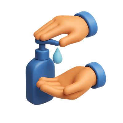3D Icon of Hands Applying Liquid with Bottle