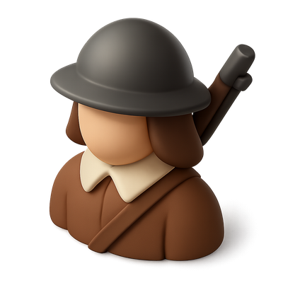 3D Icon of English Civil War Roundhead Character