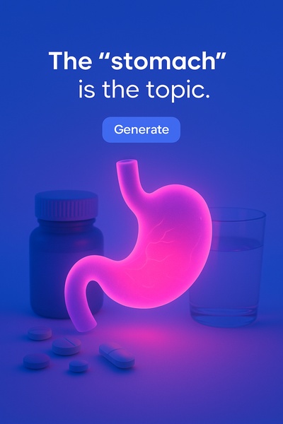 Illuminated Neon Stomach Composition with Surrounding Objects