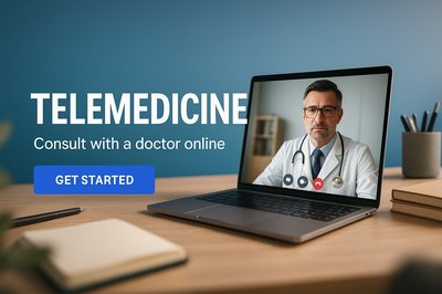 Telemedicine Consultation Promotional Graphic
