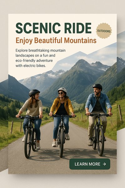 Scenic Ride: Friends on Electric Bikes in the Mountains