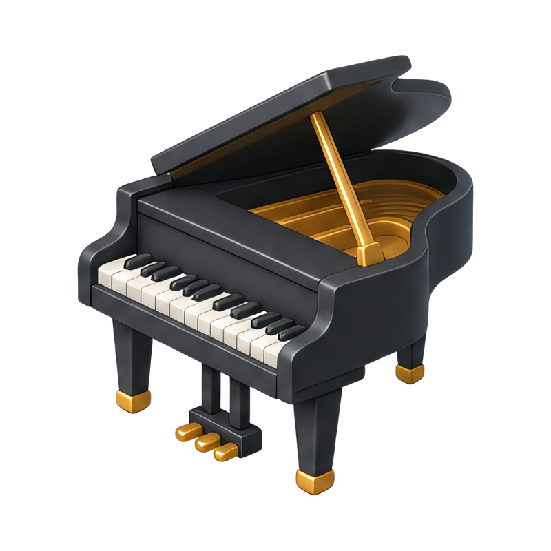 grand piano with open lid