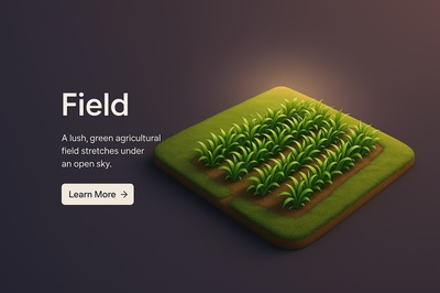 Aerial View of a Lush Agricultural Field in 3D Style