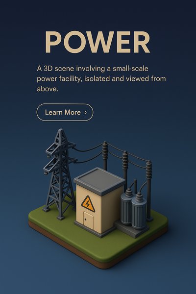 3D Scene of a Small Power Facility Viewed from Above