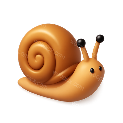 Stylized 3D Snail Icon with Spiral Shell