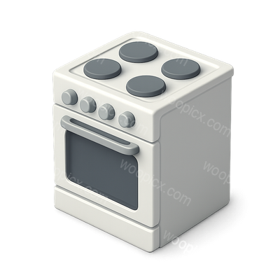 Stylish 3D Stove Icon with Isometric View