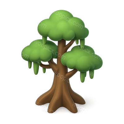 Stylized 3D Cypress Swamp Tree Icon