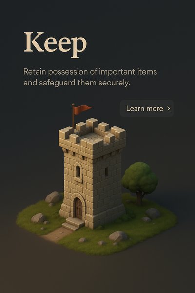 3D Scene of a Castle Keep with Text Elements