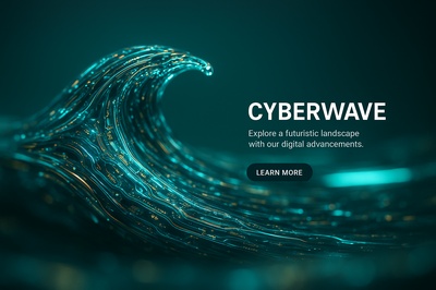 Cyberwave: Futuristic Ocean Wave with Neon Accents