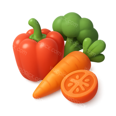 Colorful 3D Vegetables Icon in Isometric View