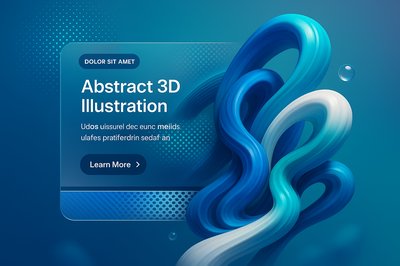 Landing Page with 3D Illustration and Abstract Design