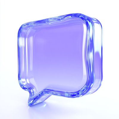 Stylized Glass Speech Bubble Icon in Soft Purple