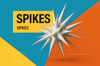 Dynamic Graphic Composition Featuring Spikes in Bold Colors
