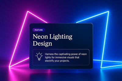Abstract Neon Lines with Features Block for Web Design