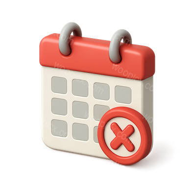 3D Canceled Calendar Icon with Cancellation Mark