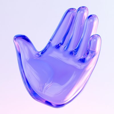 Stylized 3D Render of a Transparent Hand