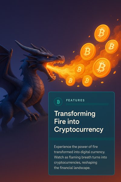 Dragon Breathing Fire into Cryptocurrency Concept Art