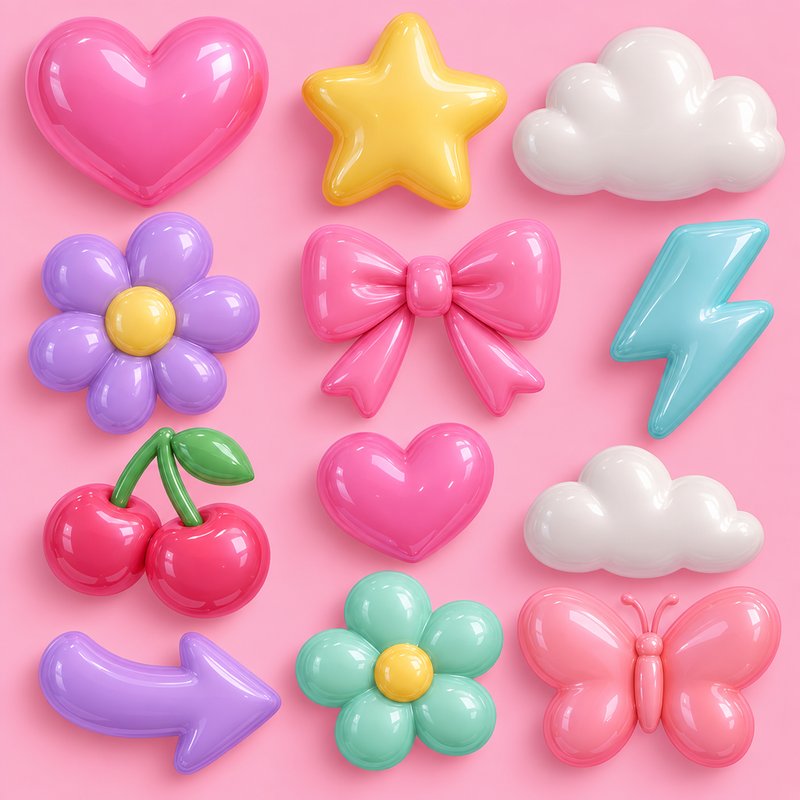 Colorful 3D design elements pack