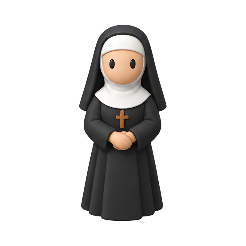 nun in black habit with wimple