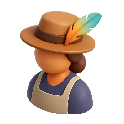 Stylized 3D Milliner with Feathered Hat