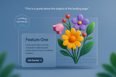 Colorful Flower Vector Design for Landing Page