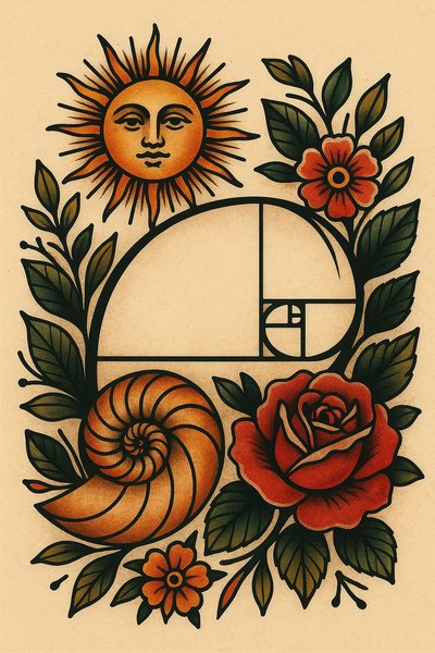 Artistic Representation of Fibonacci Sequence with Floral Elements