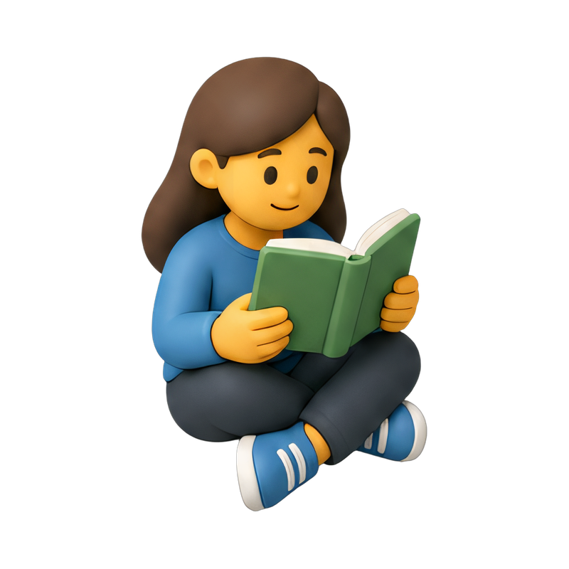 person reading a book seated