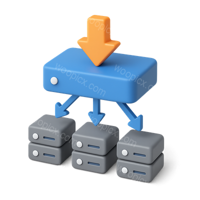 3D Load Balancer Icon with Isometric Design