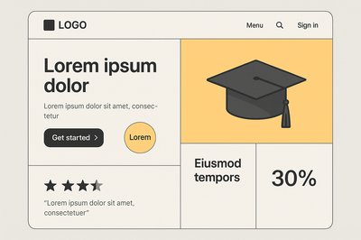 Modern Bento Style Landing Page Design with Graduation Theme